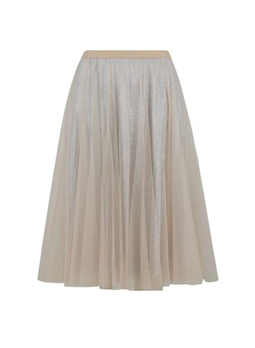 Kjolar - Skirt with plisse and glitter – Shimmer silver