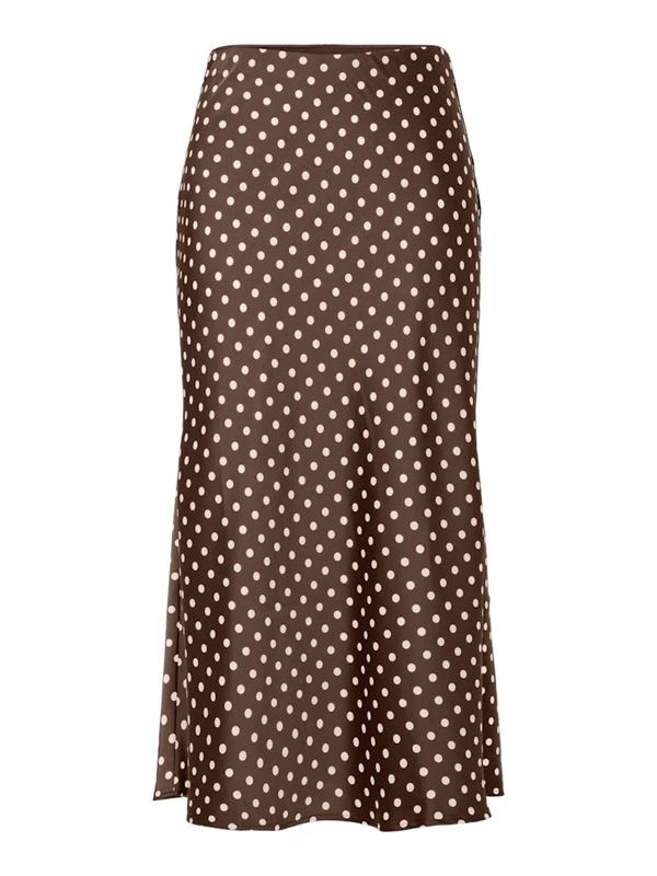 Kjolar - Yaspella midi skirt – Pinecone/Ecru dots
