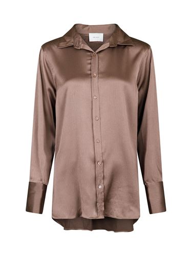 Blusar/Skjortor - Margit crepe satin shirt – dusty brown