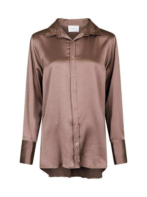 Blusar/Skjortor - Margit crepe satin shirt – dusty brown