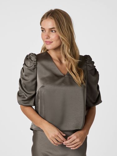 Blusar/Skjortor - Elba Heavy Sateen Blouse – Warm Grey