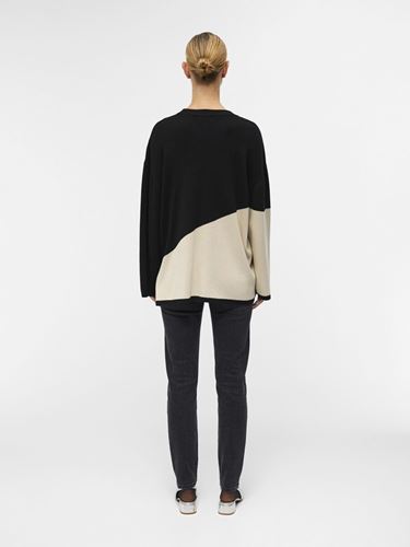 Tröjor/Koftor - Objesterblock knit pullover – Black/Sandshell
