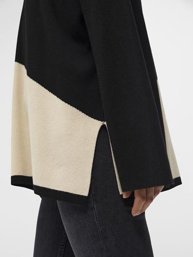 Tröjor/Koftor - Objesterblock knit pullover – Black/Sandshell