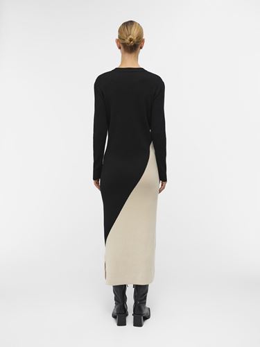 Klänningar - Objesterblock knit dress – Black/Sandshell