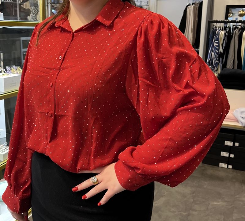 Blusar/Skjortor - Bailey glitter blus – Röd