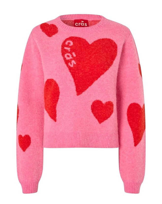 Tröjor/Koftor - Heartcras pullover – pink hearts