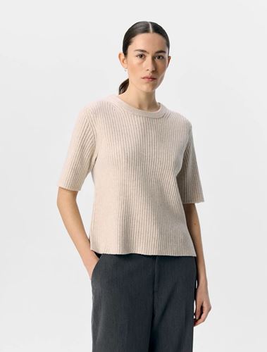 Tröjor/Koftor - Objelva o-neck knit – Humus/White sand