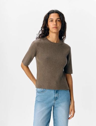 Tröjor/Koftor - Objelva o-neck knit – Morel/Melange