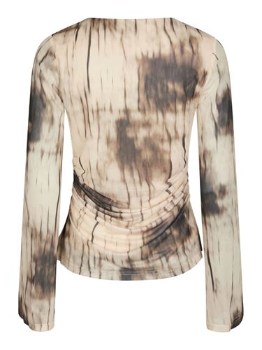 Toppar - Lenida faded mesh blouse – Dusty brown