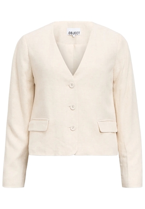 Kavajer/Ytterplagg - Objsanne v-neck blazer – Sandshell Kavajer/Ytterplagg - Objsanne v-neck blazer – Sandshell