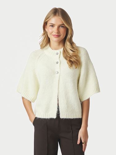 Tröjor/Koftor - Benuta fluffy knit cardigan – Light yellow