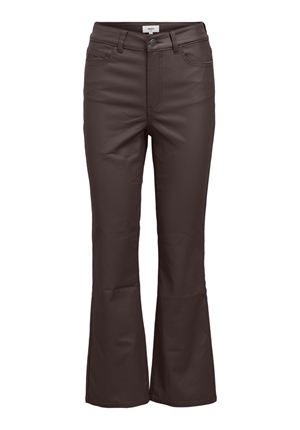 Byxor - Objbelle 7/8 coated flared pants – Seal brown
