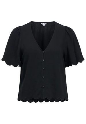 Toppar - Objsanne 2/4 v-neck top – Black Toppar - Objsanne 2/4 v-neck top – Black