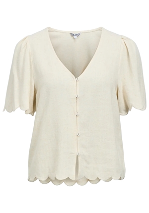 Toppar - Objsanne 2/4 v-neck top – Sandshell Toppar - Objsanne 2/4 v-neck top – Sandshell