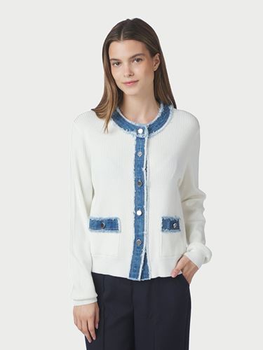 Tröjor/Koftor - Zelma knit denim cardigan – Off white
