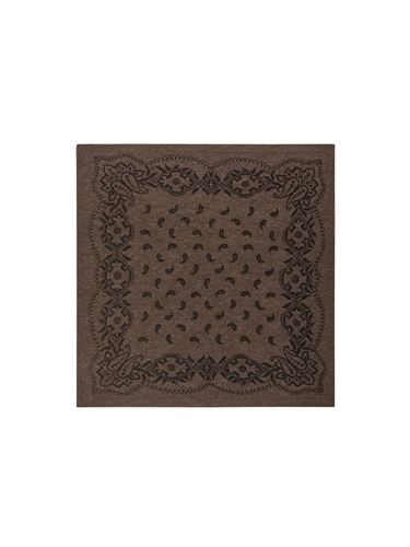 Accessoarer - Adelina paisley knit scarf – Brown melange