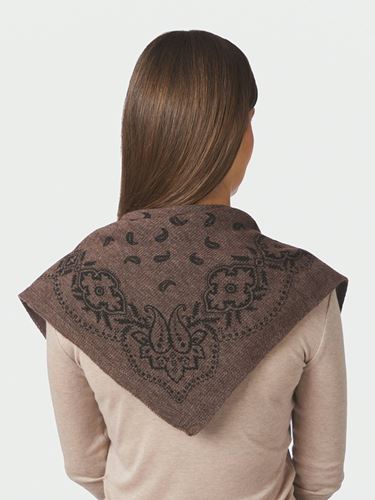 Accessoarer - Adelina paisley knit scarf – Brown melange