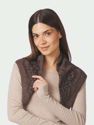 Accessoarer - Adelina paisley knit scarf – Brown melange