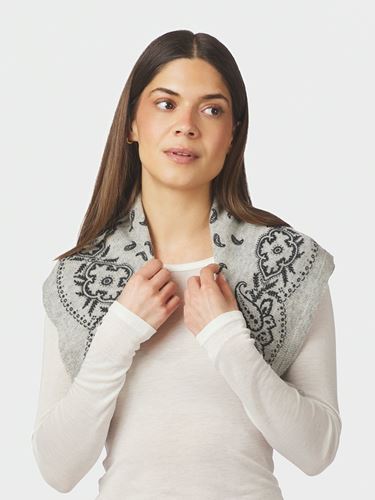 Accessoarer - Adelina paisley knit scarf – Grey melange