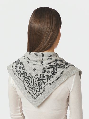Accessoarer - Adelina paisley knit scarf – Grey melange