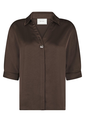 Blusar/Skjortor - Carm Heavy Sateen Shirt – Dark Brown Blusar/Skjortor - Carm Heavy Sateen Shirt – Dark Brown