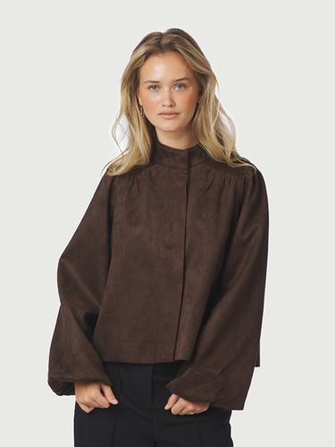 Kavajer/Ytterplagg - Tirsa faux suede jacket – Dark brown