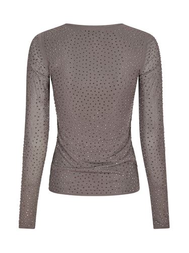 Toppar - Basira stone mesh blouse – Silver