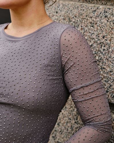 Toppar - Basira stone mesh blouse – Silver