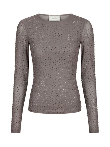 Toppar - Basira stone mesh blouse – Silver