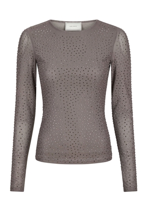 Toppar - Basira stone mesh blouse – Silver
