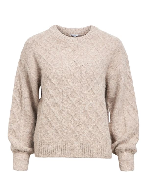 Tröjor/Koftor - Objsaggia cable knit pullover – Humus/Melange