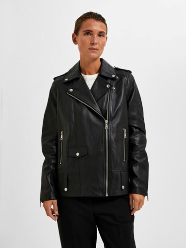 Kavajer&Ytterplagg - Slfmadison leather jacket – black