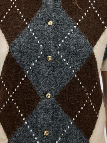 Tröjor/Koftor - Objbrenda knit vest cardigan – Medium grey mel/Seal brown
