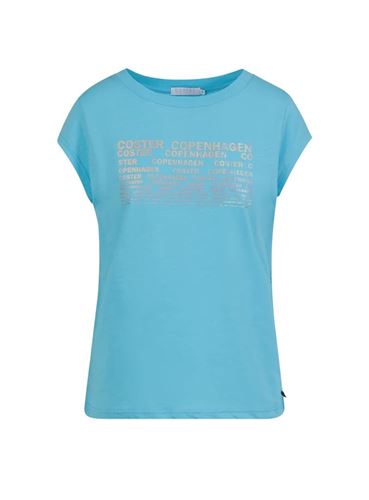Toppar - T-shirt with coster print – Aqua blue
