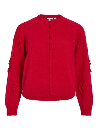 Tröjor/Koftor - Vimerit o-neck bubble knit cardigan – Jester red