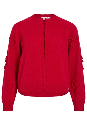 Tröjor/Koftor - Vimerit o-neck bubble knit cardigan – Jester red