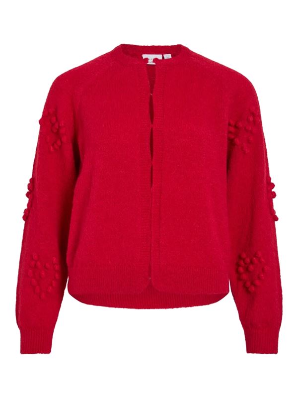 Tröjor/Koftor - Vimerit o-neck bubble knit cardigan – Jester red