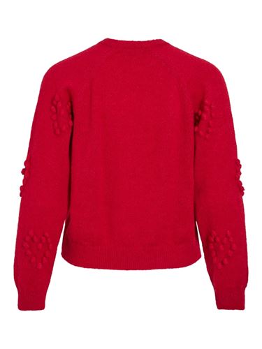 Tröjor/Koftor - Vimerit o-neck bubble knit cardigan – Jester red