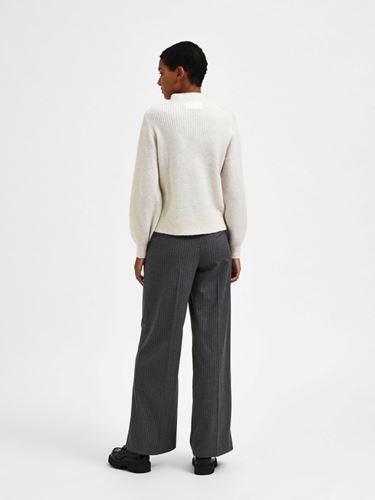 Tröjor / Koftor - Slfmally knit t-neck camp – birch