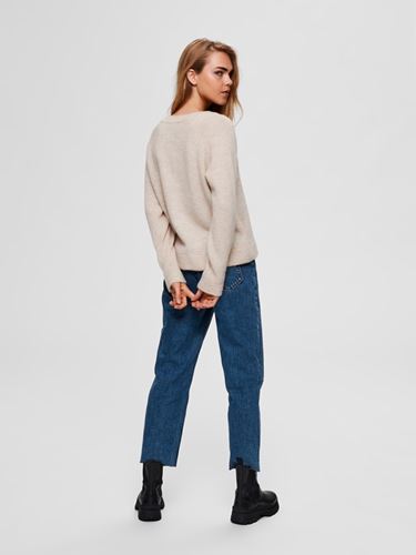 Tröjor/Koftor - Slflulu ls knit v-neck – birch