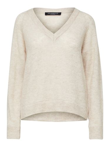 Tröjor/Koftor - Slflulu ls knit v-neck – birch