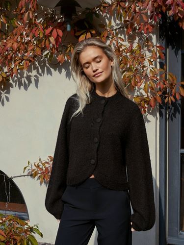 Tröjor/Koftor - Gio Fluffy Knit Cardigan – Dark Brown