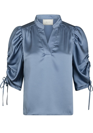 Blusar/Skjortor - Alvira drapy satin blouse – Dusty blue