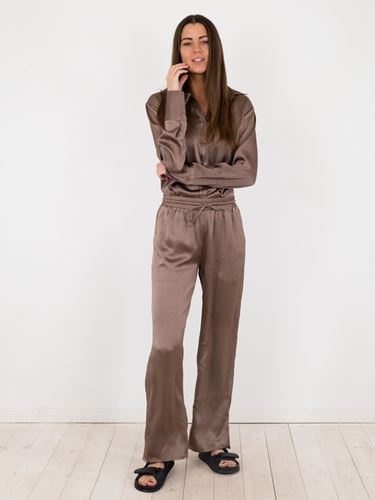 Byxor - Kuli crepe satin pants – Dusty brown
