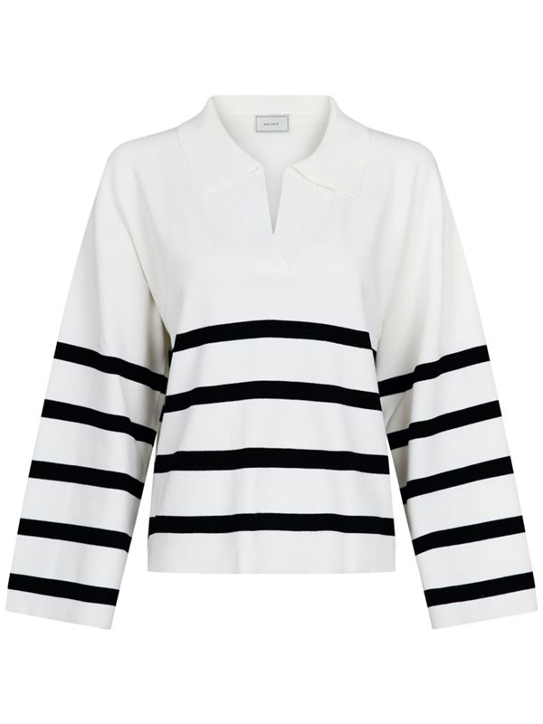 Tröjor/Koftor - Emmeline strip knit blouse – offwhite