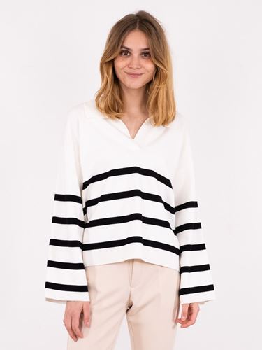 Tröjor/Koftor - Emmeline strip knit blouse – offwhite