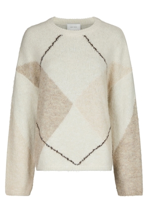 Tröjor/Koftor - Inga Check Fluff Knit Blouse – Creme Tröjor/Koftor - Inga Check Fluff Knit Blouse – Creme