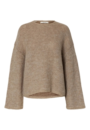 Tröjor/Koftor - Slflulu loose knit o-neck – Pure cashmere/chocolate