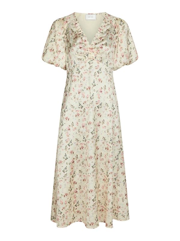 Klänningar - Illana Flower Print Dress – Creme