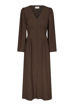 Klänningar - Annelie solid crepe dress – Dark brown Klänningar - Annelie solid crepe dress – Dark brown